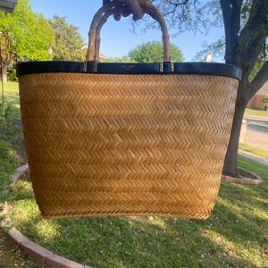 Kate Spade Tan and Black Woven Tote Bag